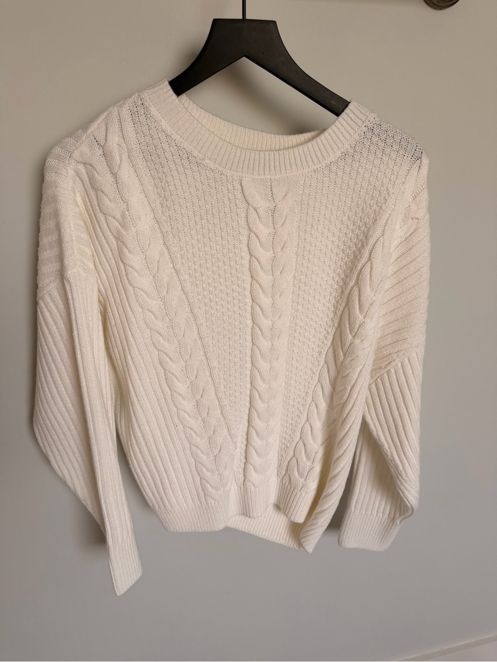 Tommy Hilfiger Cream Cable Crewneck Sweater